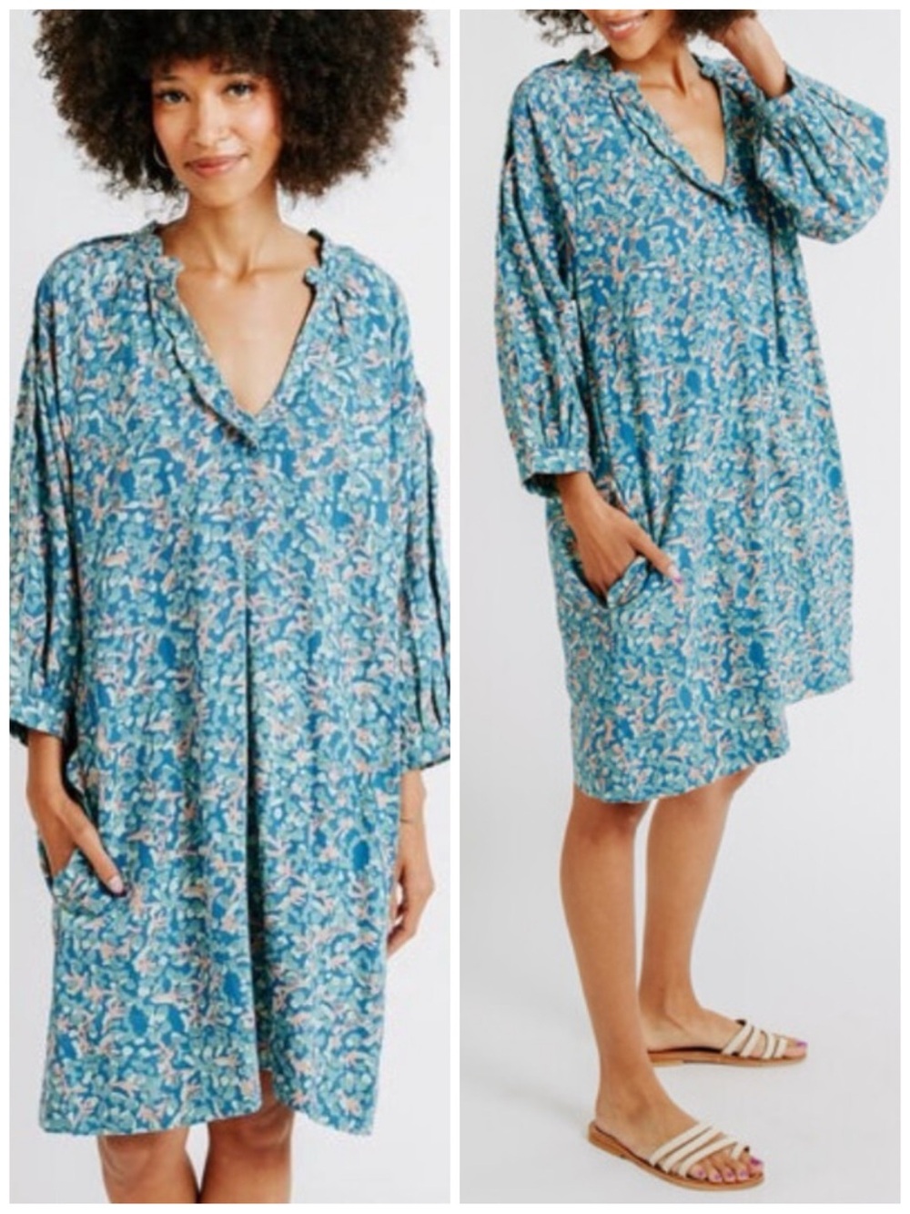MIRTH Palm Springs Dress In Salt Water Blue XS Handmade Resortwear NWT